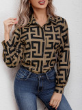 Women long sleeve loose print shirt