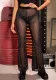 Fashion Beaded Mesh High Waist Sexy Bell Bottom Pants