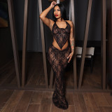 Women Sexy Lace Lace Top and Skirt Two-piece Set