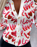 Women Heart Print Printed Pleated Shirt