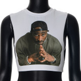 Women's Summer Printed Street Trend Round Neck Sleeveless Vest Top