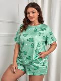 Plus Size Women Casual Summer T-shirt Shorts Pajama Set