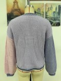 Women Chic Loose Patchwork Knitting Cardigan Sweater