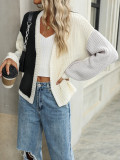 Women Chic Loose Patchwork Knitting Cardigan Sweater