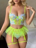 Women lace embroidery sexy lingerie two-piece set