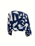 Women's Spring Summer Ladies Fashion Chic Print Loose Slash Shoulder Top