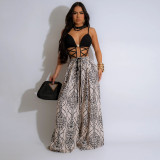 Sexy Strap Lace-Up Loose Wide Leg Women's Jumpsuit