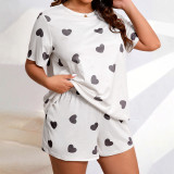 Plus Size Women Casual Summer T-shirt Shorts Pajama Set