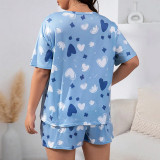 Plus Size Women Casual Summer T-shirt Shorts Pajama Set