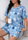 Plus Size Women Casual Summer T-shirt Shorts Pajama Set