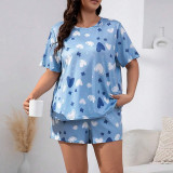 Plus Size Women Casual Summer T-shirt Shorts Pajama Set