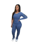 Women Casual Ribbed Pocket Single Sleeve Jumpsuit