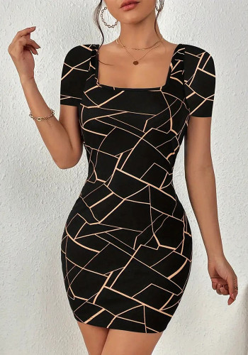 Women Square Neck Knitting Elegant Bodycon Dress