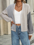 Women Chic Loose Patchwork Knitting Cardigan Sweater