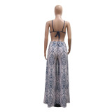 Sexy Strap Lace-Up Loose Wide Leg Women's Jumpsuit