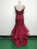 Sequin Patchwork Mesh Luxury Evening Dress