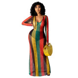 Women's Hollow See-Through Mesh Hooded Nightclub Dress