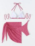 Women Summer Halter Neck Solid Two Pieces Swimwear