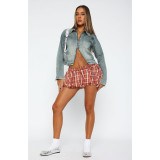 Women plaid mini pants skirt