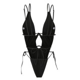 Women drawstring backless sexy one-piece Swimwear