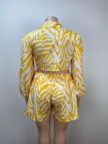 Plus Size Women Sexy Printed Top and Shorts Two-Piece Set