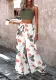 Women's Summer Solid Color Vest Printed Wide Leg Pants Two-Piece Set