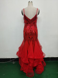 Sequin Patchwork Mesh Luxury Evening Dress
