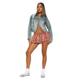 Women plaid mini pants skirt