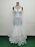 Sequin Patchwork Mesh Luxury Evening Dress