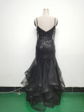 Sequin Patchwork Mesh Luxury Evening Dress