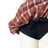 Women plaid mini pants skirt