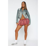 Women plaid mini pants skirt