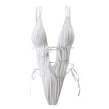 Women drawstring backless sexy one-piece Swimwear