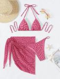 Women Summer Halter Neck Solid Two Pieces Swimwear