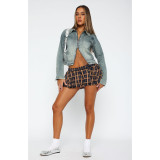 Women plaid mini pants skirt