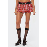 Women plaid mini pants skirt