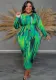 Plus Size Women's Round Neck Long Sleeve Irregular Striped Long Dress