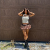 Women plaid mini pants skirt
