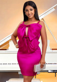 Sexy Style Bowknot High Waist Formal Party Dinner Strap Evening Dress