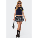 Women plaid mini pants skirt