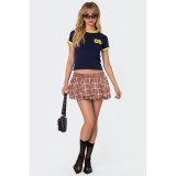 Women plaid mini pants skirt