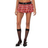 Women plaid mini pants skirt