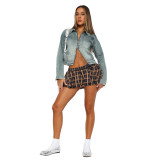 Women plaid mini pants skirt