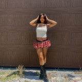 Women plaid mini pants skirt