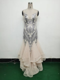 Sequin Patchwork Mesh Luxury Evening Dress