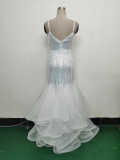 Sequin Patchwork Mesh Luxury Evening Dress