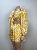 Plus Size Women Sexy Printed Top and Shorts Two-Piece Set