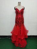 Sequin Patchwork Mesh Luxury Evening Dress