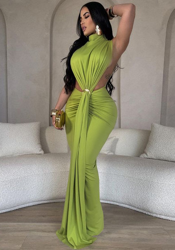Women's Solid Color Sexy Side Slit Sleeveless Fashion Dress
