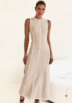 Round Neck Sleeveless A-Line Knitted Long Dress